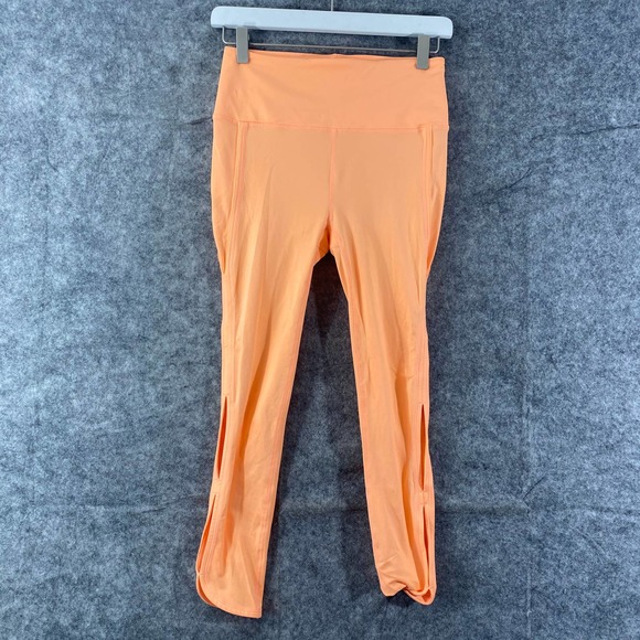 Free People Movement Leggings Small Neon Orange High Rise Infinity Cutout Capri - Picture 2 of 12